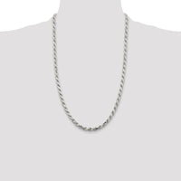 Sterling Silver 5.75mm Diamond-Cut Rope Chain Necklace - 26 Inches - Polished Finish by Lumare Gioia