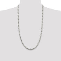Sterling Silver 5.75mm Diamond-Cut Rope Chain Necklace - 28 Inches by Lumare Gioia