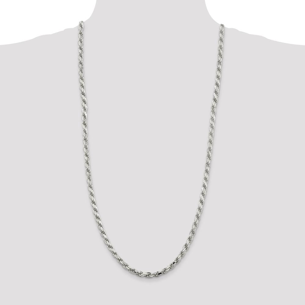 Sterling Silver 5.75mm Diamond-Cut Rope Chain Necklace - 30 Inch by Lumare Gioia
