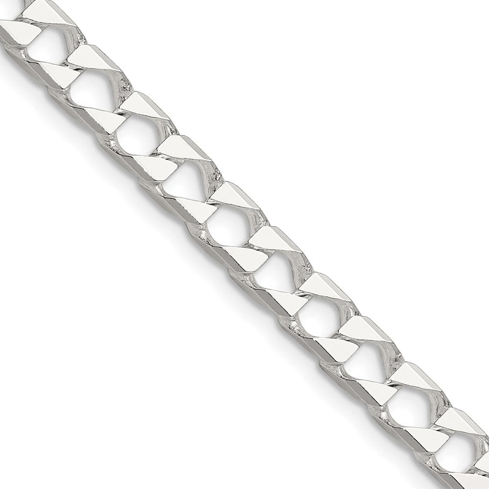 Sterling Silver 5.75mm Diamond-Cut Square Curb Chain - 20 Inches Length by Lumare Gioia