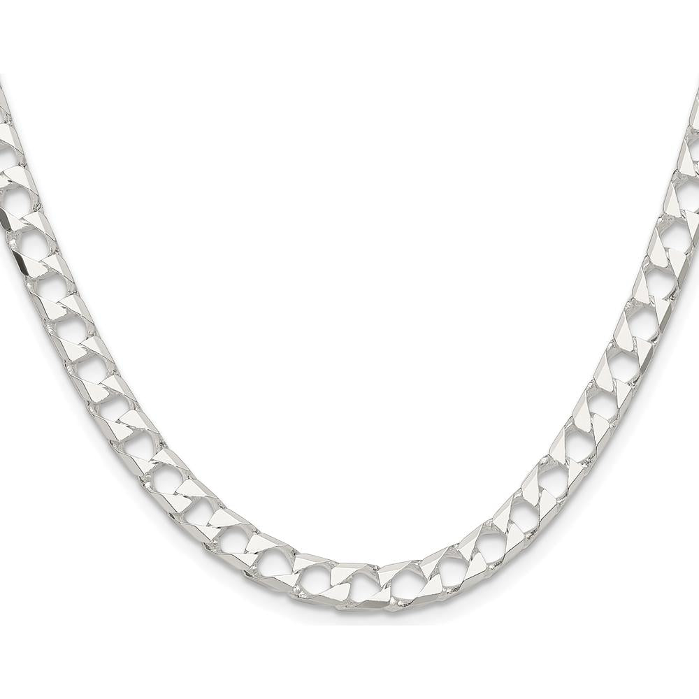 Sterling Silver 5.75mm Diamond-Cut Square Curb Chain - 20 Inches Length by Lumare Gioia