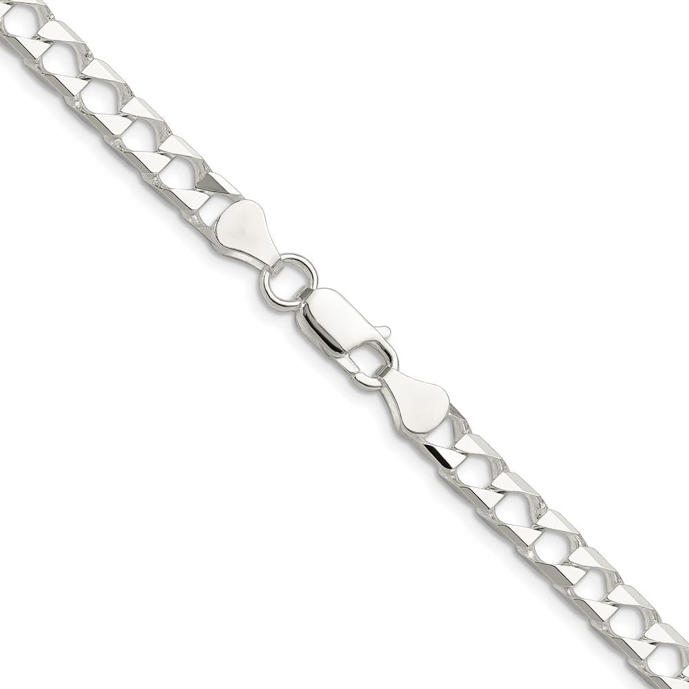 Sterling Silver 5.75mm Diamond-Cut Square Curb Chain - 20 Inches Length by Lumare Gioia