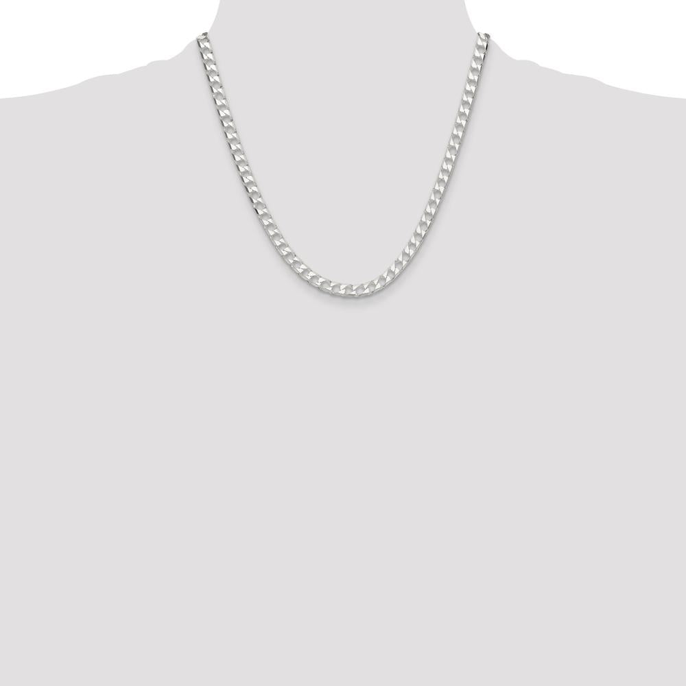 Sterling Silver 5.75mm Diamond-Cut Square Curb Chain - 20 Inches Length by Lumare Gioia