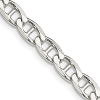 Sterling Silver 5.7mm Diamond-Cut Flat Anchor Curb Chain - 26 inches, Polished Finish by Lumare Gioia