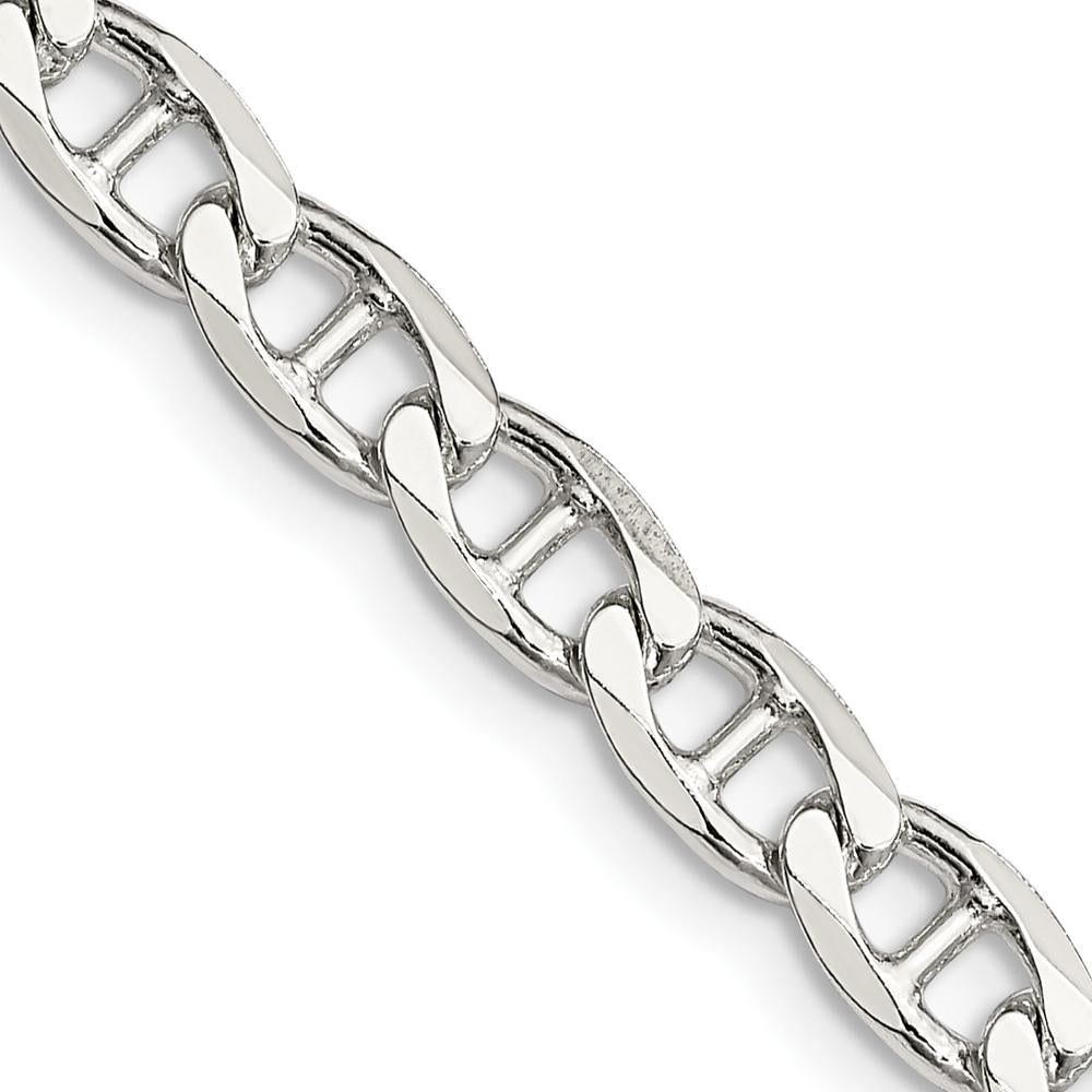 Sterling Silver 5.7mm Diamond-Cut Flat Anchor Curb Chain - 26 inches, Polished Finish by Lumare Gioia