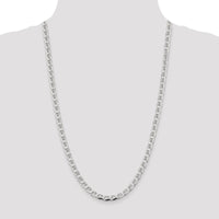 Sterling Silver 5.7mm Diamond-Cut Flat Anchor Curb Chain - 26 inches, Polished Finish by Lumare Gioia
