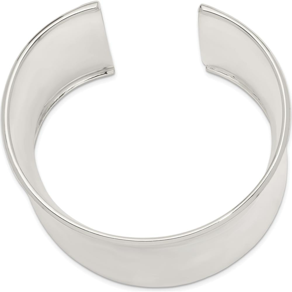 Sterling Silver 50mm Polished Cuff Bangle Bracelet - Engravable Solid Design by Lumare Gioia