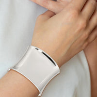 Sterling Silver 50mm Polished Cuff Bangle Bracelet - Engravable Solid Design by Lumare Gioia