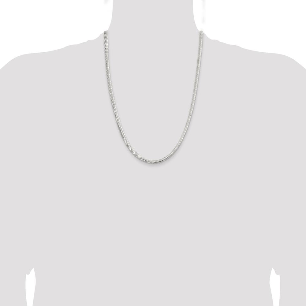Sterling Silver 5mm 24" Snake Chain Necklace with Polished Finish by Lumare Gioia