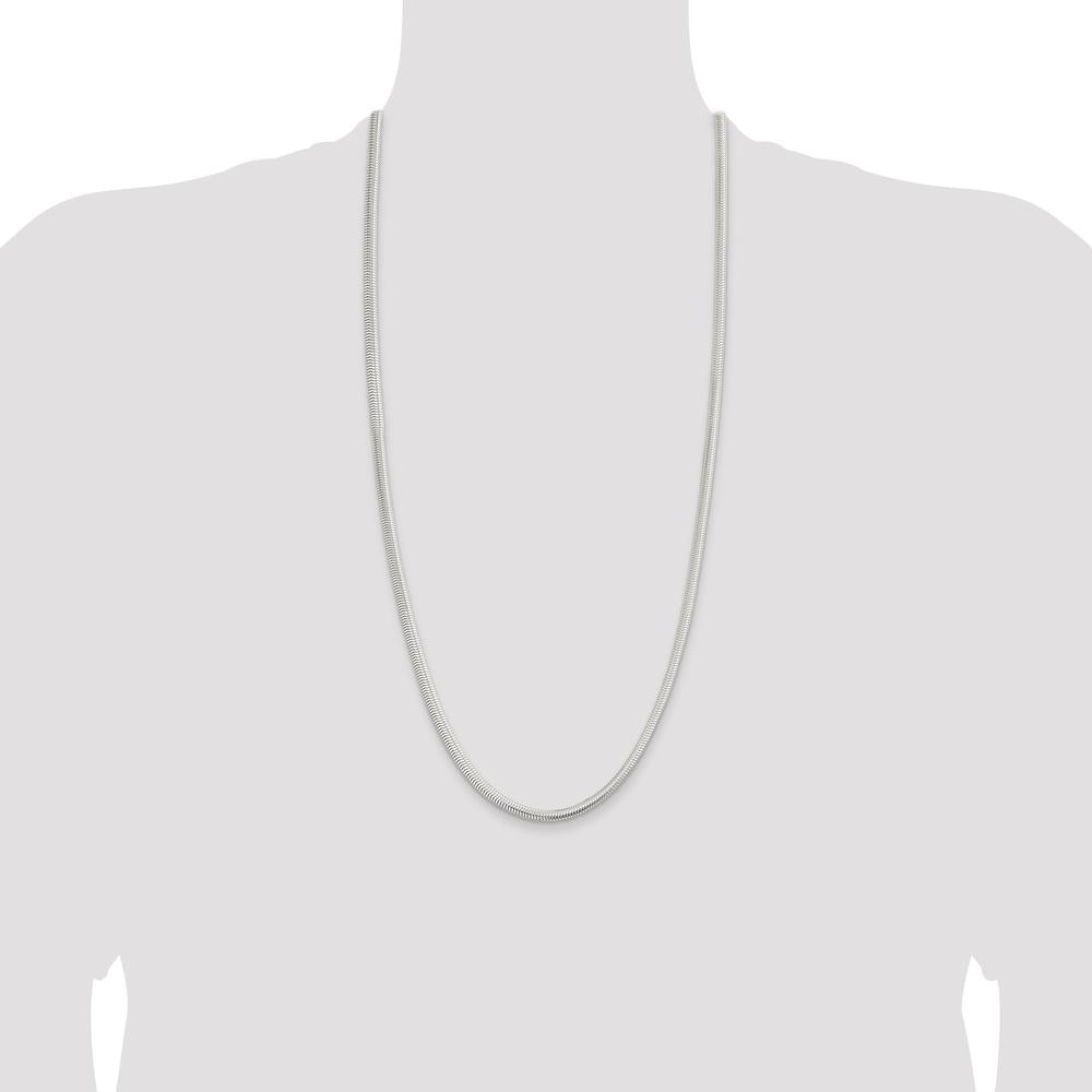 Sterling Silver 5mm 6-Sided Oval Snake Chain Necklace - 30 Inches with Lobster Clasp by Lumare Gioia