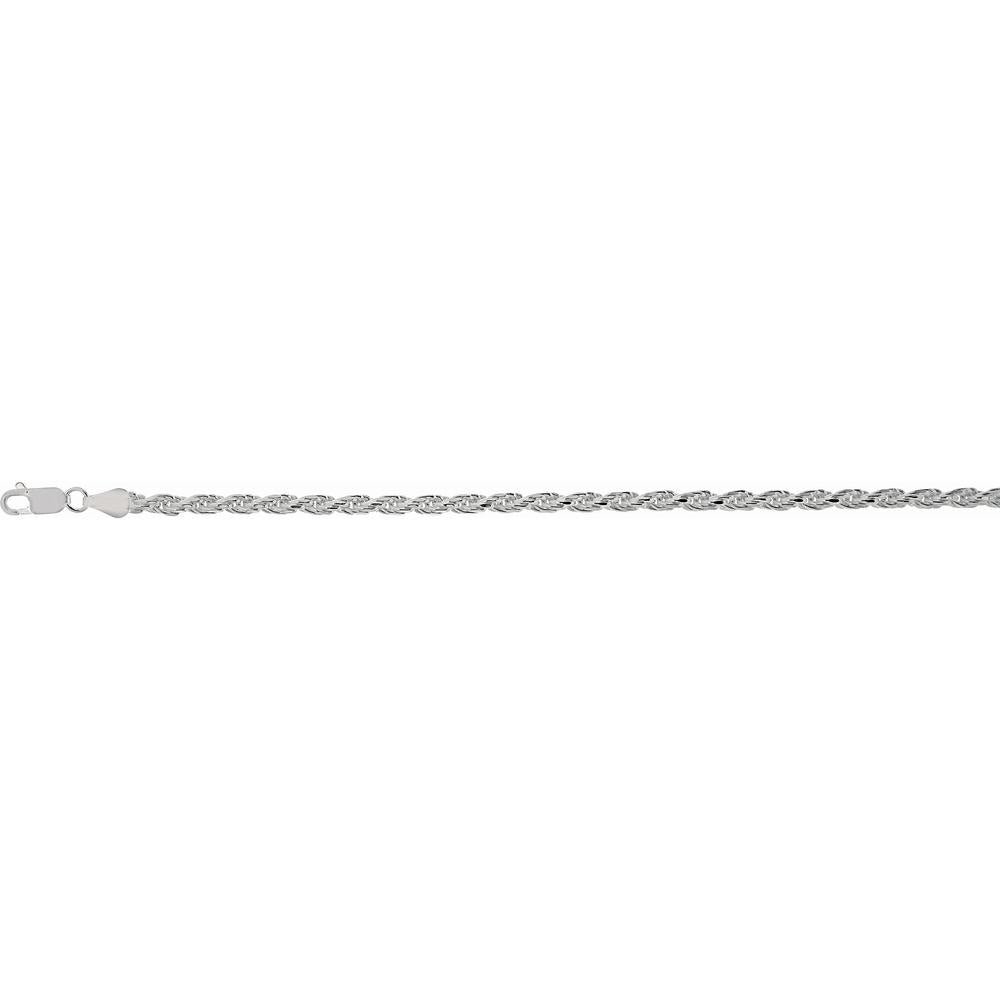 Sterling Silver 5mm Diamond Cut Rope Chain with Lobster Clasp - 24" by Orozza Fine Jewelry