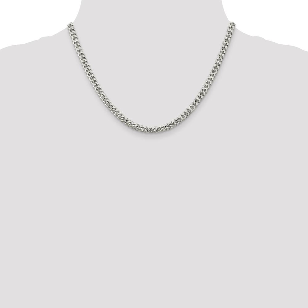 Sterling Silver 5mm Domed Curb Chain Necklace with Diamond-Cut Sides - 18" Length by Lumare Gioia