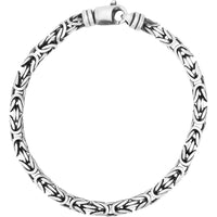 Sterling Silver 5mm Men's Gunmetal Byzantine Chain Necklace - 24" by Orozza Fine Jewelry