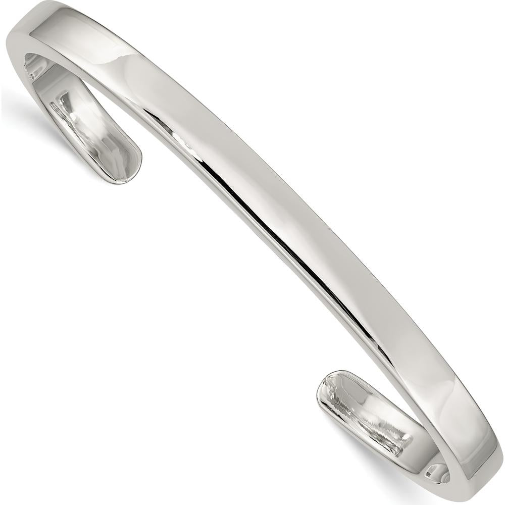 Sterling Silver 5mm Polished Cuff Bangle - Engravable Women's Bracelet by Lumare Gioia