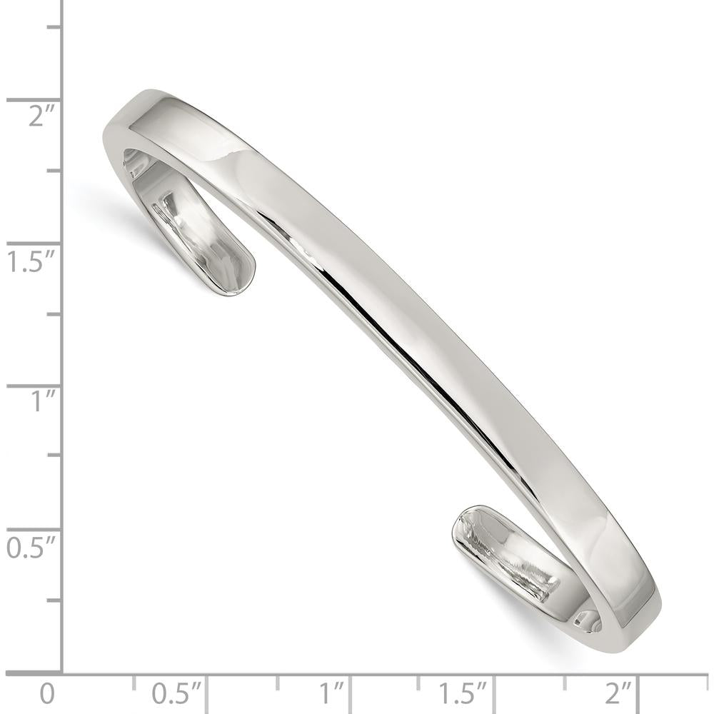 Sterling Silver 5mm Polished Cuff Bangle - Engravable Women's Bracelet by Lumare Gioia