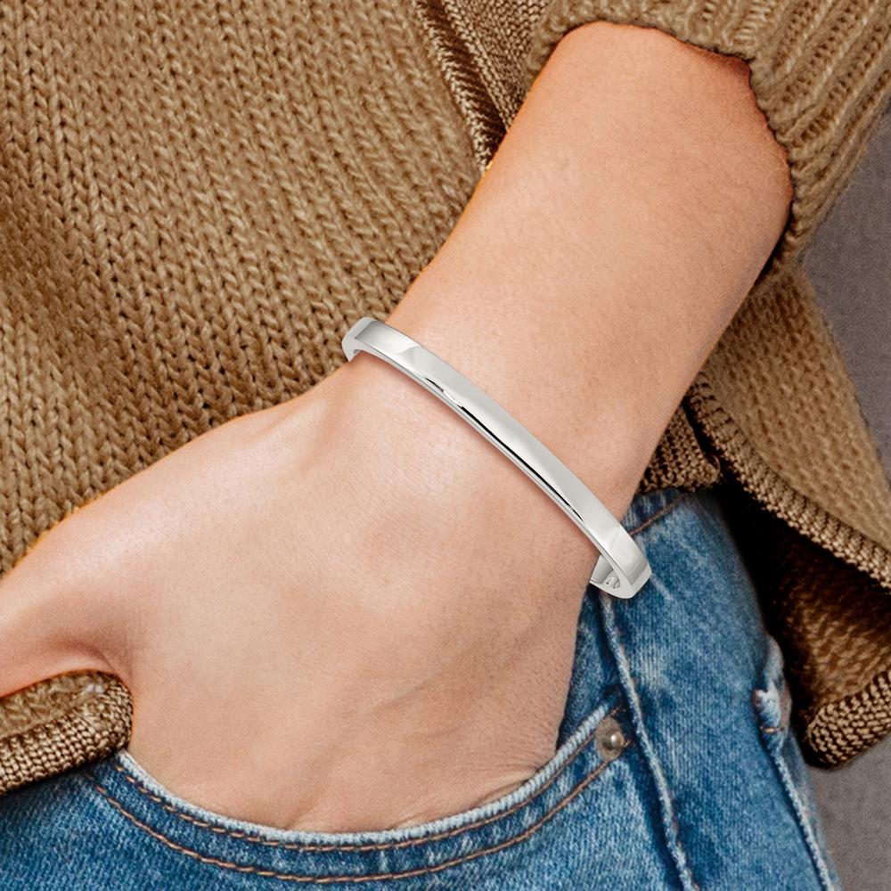 Sterling Silver 5mm Polished Cuff Bangle - Engravable Women's Bracelet by Lumare Gioia