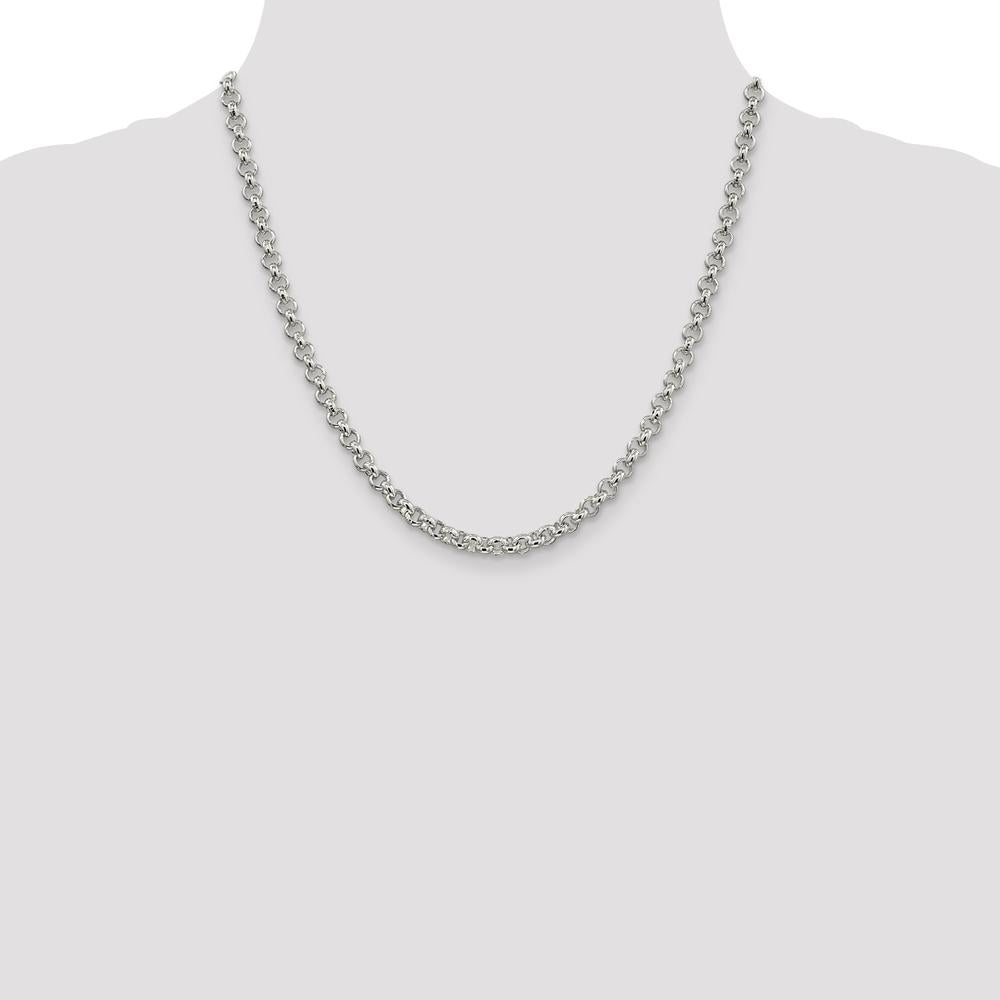 Sterling Silver 5mm Rolo Chain Necklace - 20 Inch with Polished Finish and Lobster Clasp by Lumare Gioia