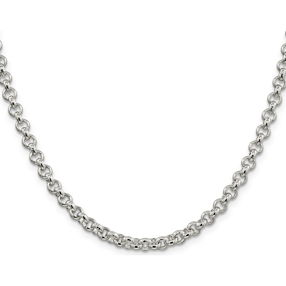 Sterling Silver 5mm Rolo Chain Necklace - 26 Inches, Polished Finish by Lumare Gioia