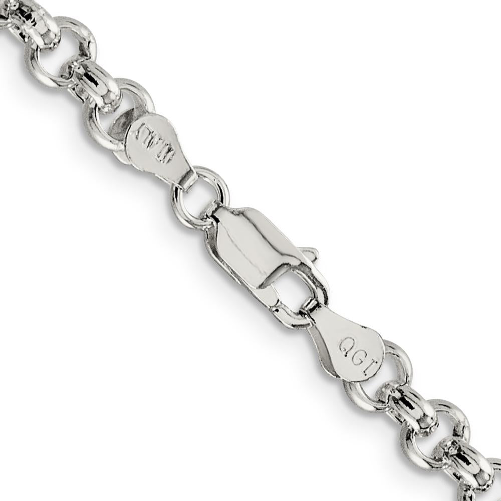 Sterling Silver 5mm Rolo Chain Necklace - 26 Inches, Polished Finish by Lumare Gioia