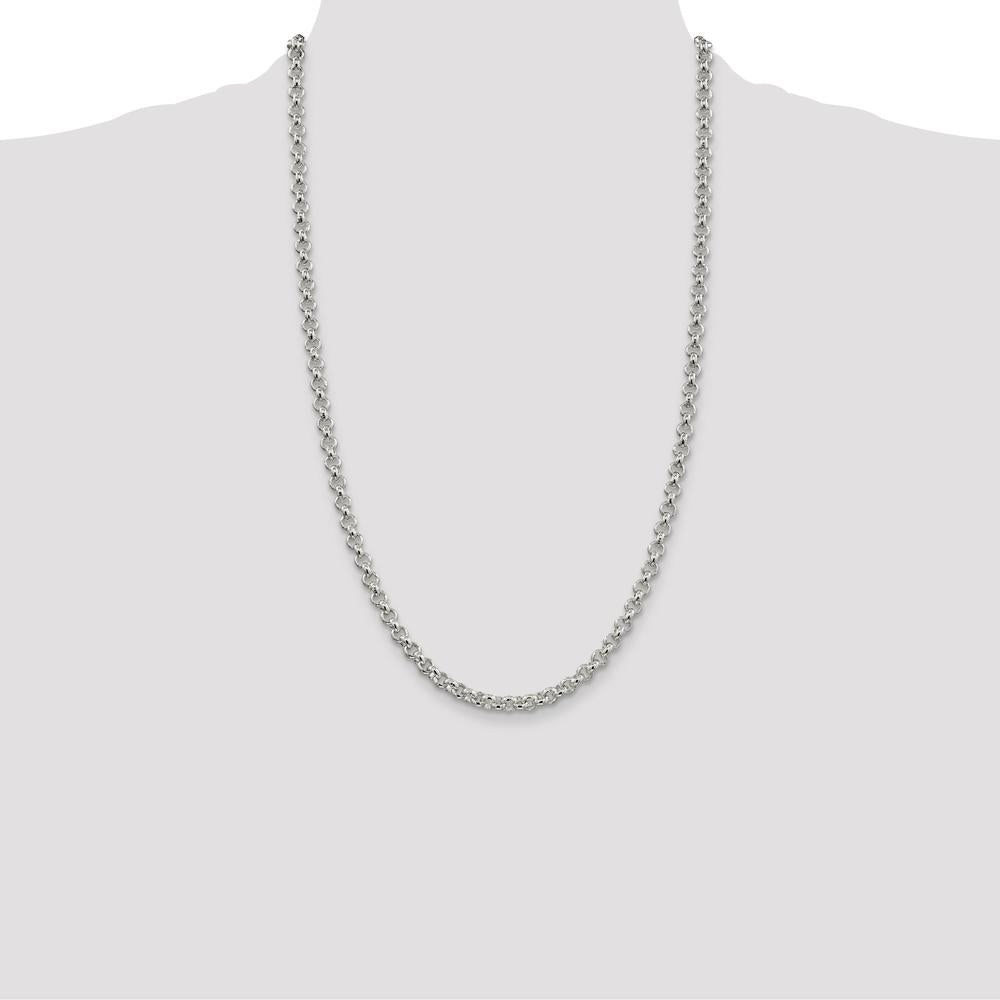 Sterling Silver 5mm Rolo Chain Necklace - 26 Inches, Polished Finish by Lumare Gioia
