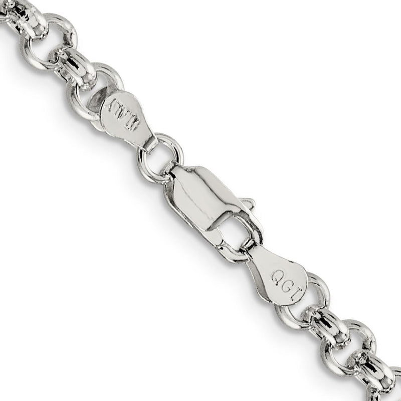 Sterling Silver 5mm Rolo Chain Necklace - 30 Inches with Polished Finish and Lobster Clasp by Lumare Gioia