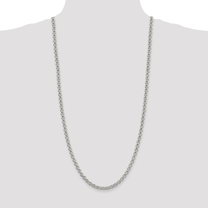 Sterling Silver 5mm Rolo Chain Necklace - 30 Inches with Polished Finish and Lobster Clasp by Lumare Gioia