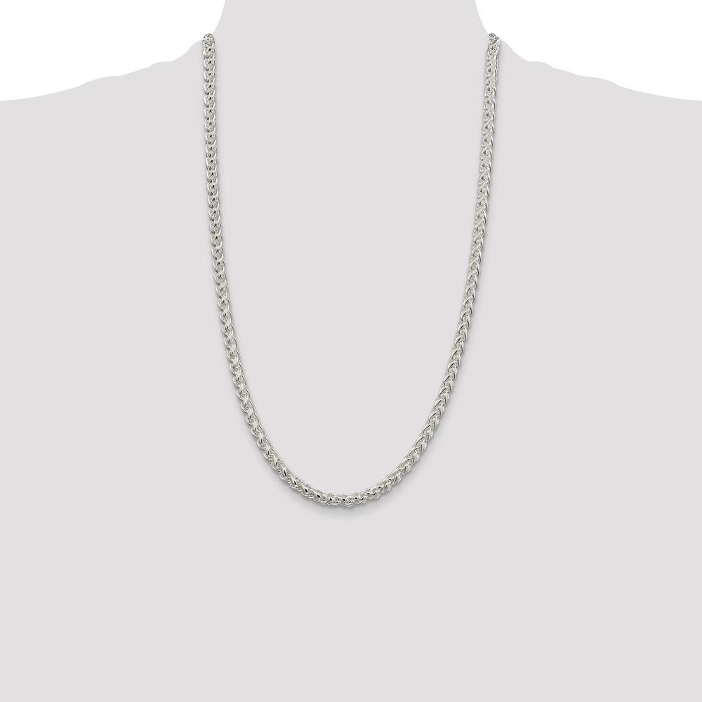 Sterling Silver 5mm Round Spiga Chain Necklace - 26 Inches by Lumare Gioia