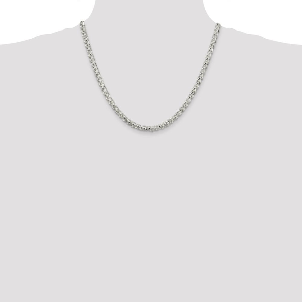 Sterling Silver 5mm Round Spiga Chain - Polished Finish, 20 Inches, Lobster Clasp by Lumare Gioia