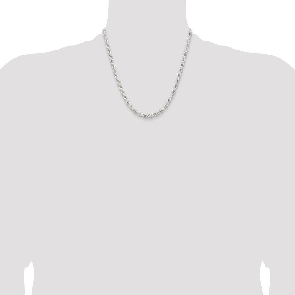Sterling Silver 5mm Solid Rope Chain Necklace - 20 inches by Lumare Gioia