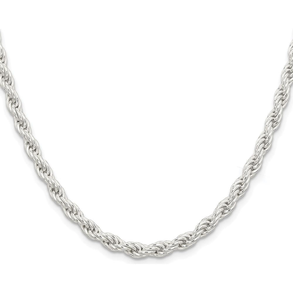 Sterling Silver 5mm Solid Rope Chain Necklace - 26 Inches by Lumare Gioia