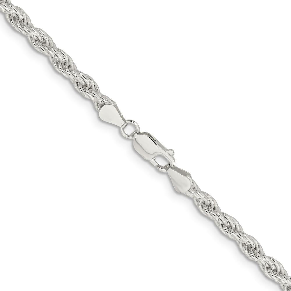 Sterling Silver 5mm Solid Rope Chain Necklace - 26 Inches by Lumare Gioia