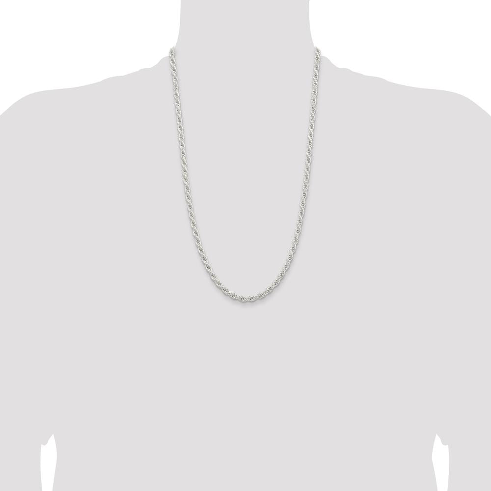 Sterling Silver 5mm Solid Rope Chain Necklace - 26 Inches by Lumare Gioia