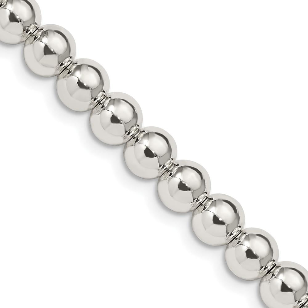 Sterling Silver 6.1mm Beads on Box Chain Necklace - 20 inches by Lumare Gioia