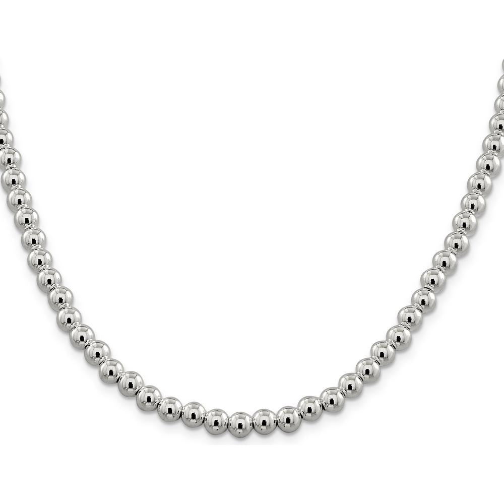 Sterling Silver 6.1mm Beads on Box Chain Necklace - 20 inches by Lumare Gioia