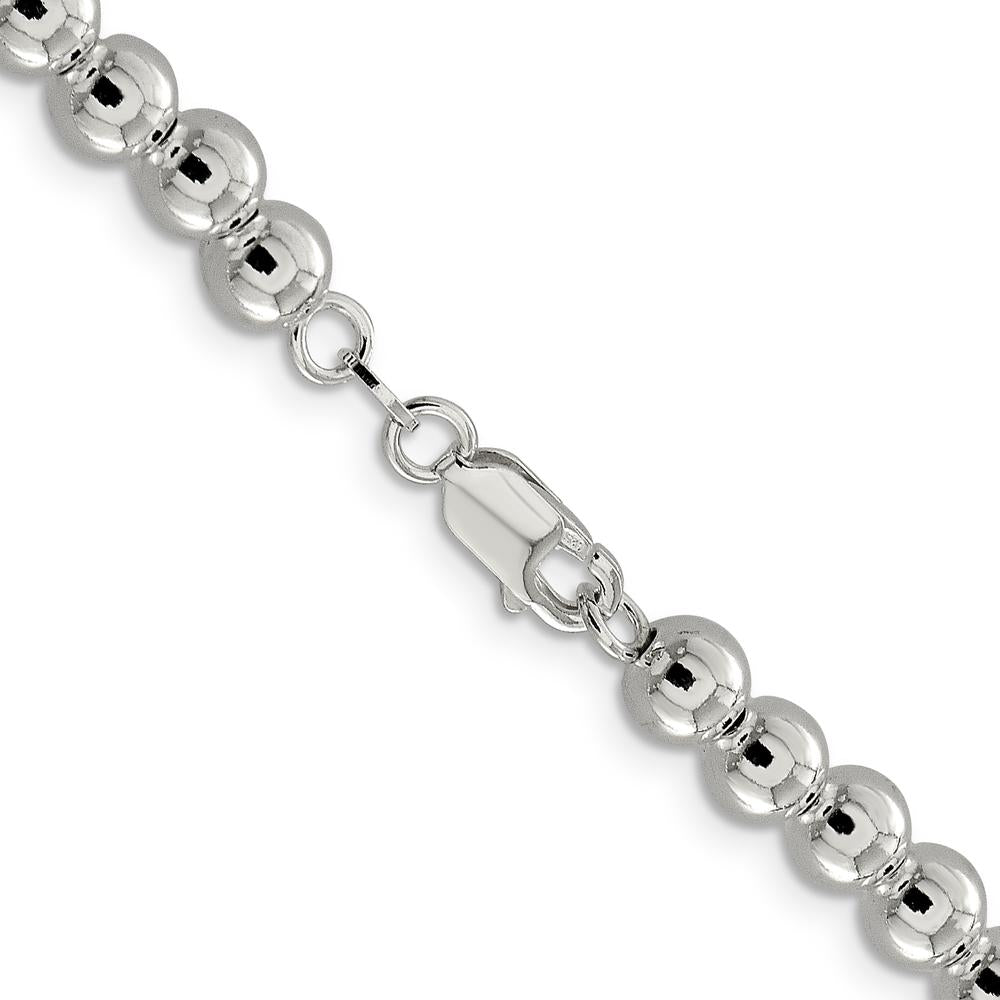 Sterling Silver 6.1mm Beads on Box Chain Necklace - 20 inches by Lumare Gioia