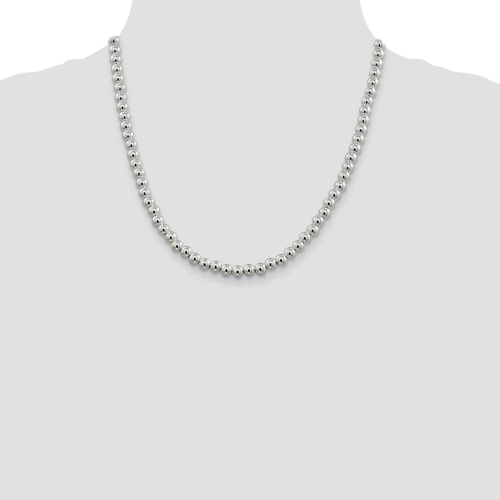 Sterling Silver 6.1mm Beads on Box Chain Necklace - 20 inches by Lumare Gioia
