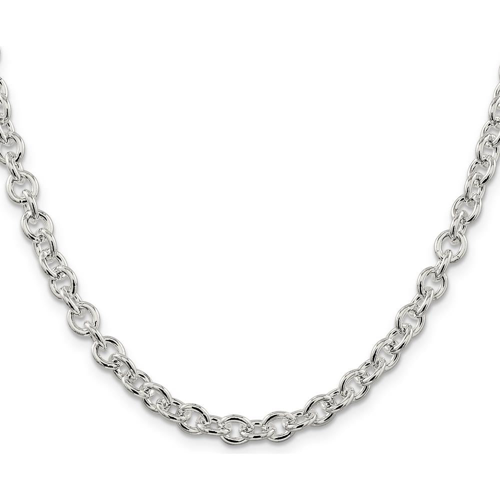 Sterling Silver 6.1mm Cable Chain Necklace - Polished Finish 20" Length by Lumare Gioia