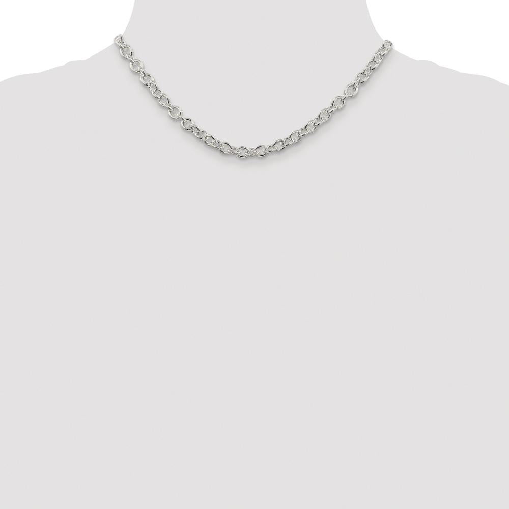 Sterling Silver 6.1mm Cable Chain Necklace with Rhodium Plating - 16 inches by Lumare Gioia