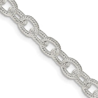 Sterling Silver 6.25mm Fancy Patterned Rolo Chain Necklace - Polished Finish, 18 Inches by Lumare Gioia
