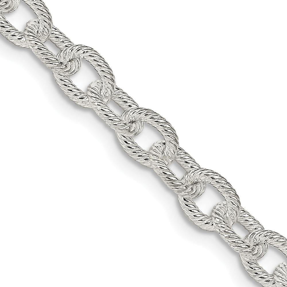 Sterling Silver 6.25mm Fancy Patterned Rolo Chain Necklace - Polished Finish, 18 Inches by Lumare Gioia