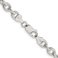Sterling Silver 6.25mm Fancy Patterned Rolo Chain Necklace - Polished Finish, 18 Inches by Lumare Gioia