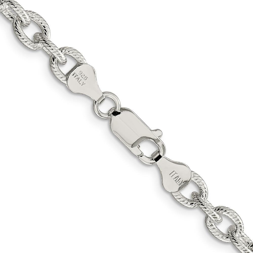 Sterling Silver 6.25mm Fancy Patterned Rolo Chain Necklace - Polished Finish, 18 Inches by Lumare Gioia