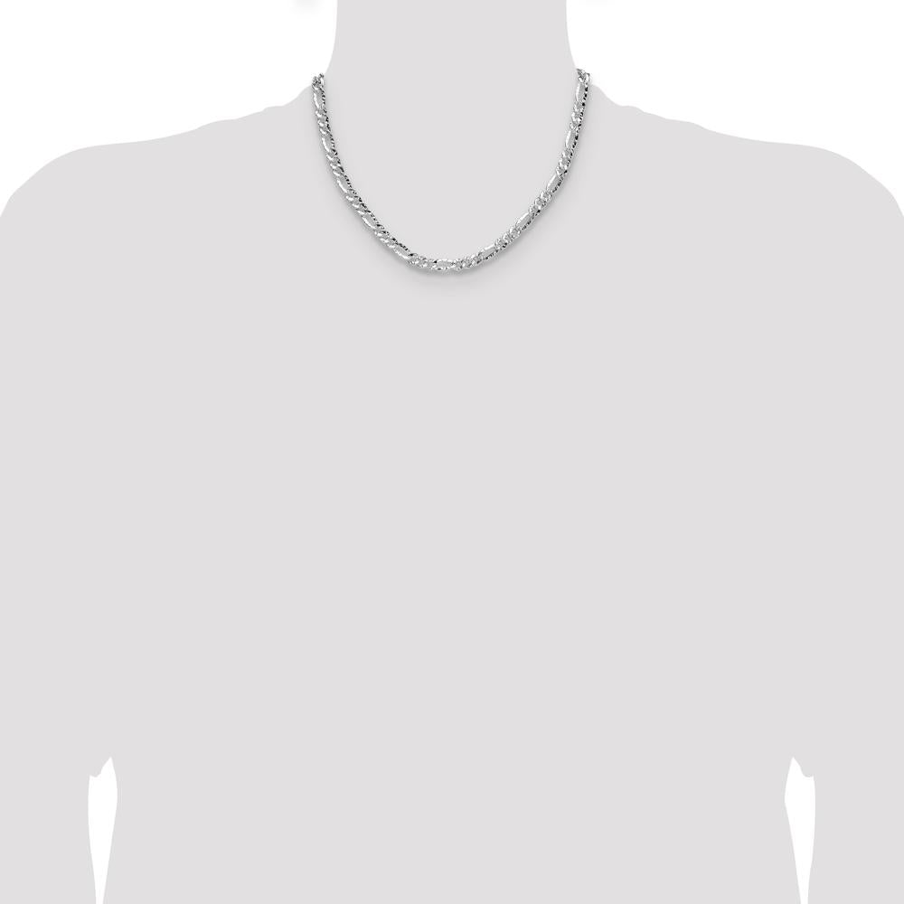 Sterling Silver 6.3mm Hammered Figaro Chain - 18 Inches Length by Lumare Gioia