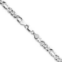 Sterling Silver 6.3mm Hammered Figaro Chain Necklace - 20 Inches by Lumare Gioia