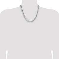 Sterling Silver 6.3mm Hammered Figaro Chain Necklace - 20 Inches by Lumare Gioia