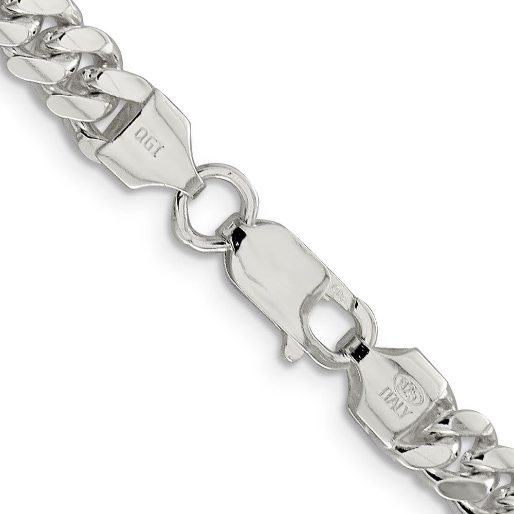 Sterling Silver 6.4mm Polished Domed Curb Chain Necklace - 20 inches by Lumare Gioia