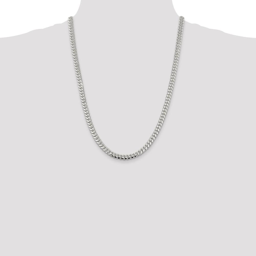 Sterling Silver 6.4mm Polished Domed Curb Chain Necklace - 24 Inches by Lumare Gioia