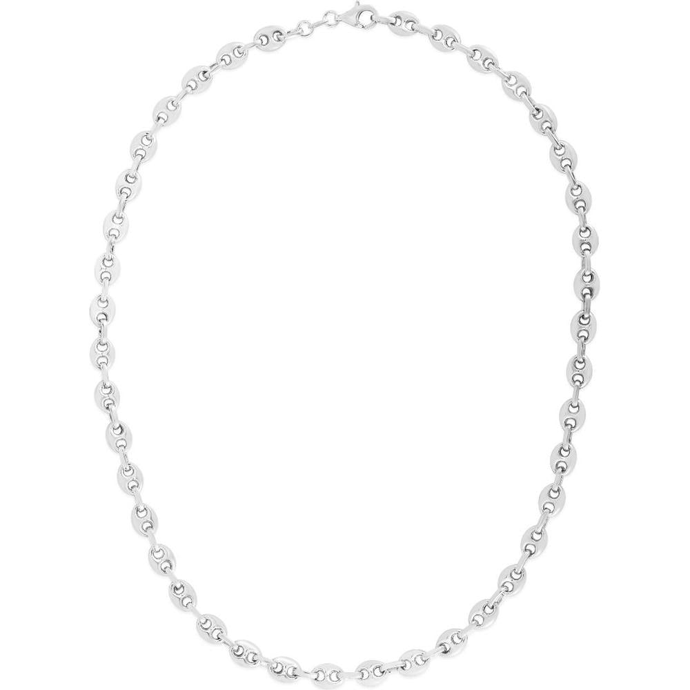 Sterling Silver 6.4mm Puffed Mariner Chain Necklace with Lobster Clasp - 24" by Orozza Fine Jewelry