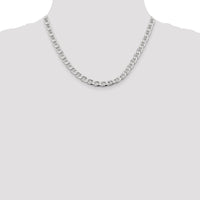 Sterling Silver 6.5mm Diamond-Cut Flat Anchor Curb Chain 18" for Men by Lumare Gioia