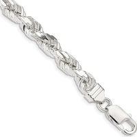 Sterling Silver 6.5mm Diamond-Cut Rope Chain Bracelet - 8 inches by Lumare Gioia